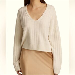 SABLYN | 100% Cashmere Maia Cream Ribbed Crop Length Sweater Women’s Size Small
